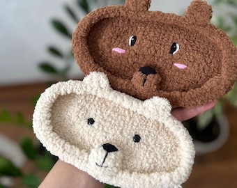 Gehaakte zachte pluche brillenhouder voor beren. Leuke gezellige brilstandaard voor kinderen, tieners en volwassenen. Perfect voor bureau, nachtkastje. Cadeau voor moeder