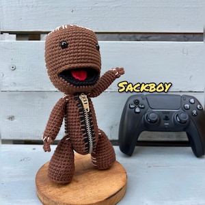 Handmade Crochet Sackboy Doll | Amigurumi LittleBigPlanet Inspired Toy | Gamer Gift | Geeky Home Decor | Collectible Plush Figure