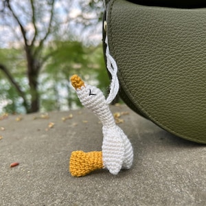 Handmade Crochet Goose Keychain | Cute Amigurumi Animal Bag Charm | Whimsical Goose Gift for Her | Backpack Accessory