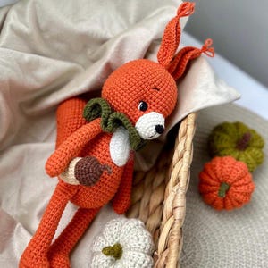 Orange Squirrel Crochet Toy with an Acorn. Perfect Gift for Kids. Adorable Stuffed Animal. Amigurumi Handmade Crochet Squirrel Toy.