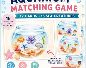Jogo de Correspondência do Aquário Oceânico | Atividade Imprimível para Crianças Pequenas | Jogo de Percepção Visual | Recurso para Educação Especial | Livro de Atividades para Pré-Escolares em PDF | Jardim de Infância