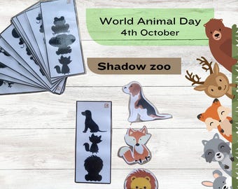 Jogo de Cartas Zoológico das Sombras | Reconhecimento de Animais (Imprimível)