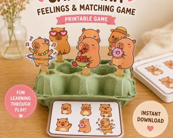 Jogo de Correspondência das Emoções da Capivara | Atividade de Aprendizagem Pré-escolar (Download Digital)