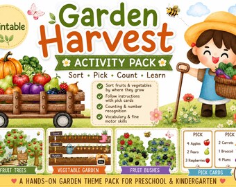 Atividade de Classificação de Frutas no Jardim | Jogo Imprimível de Árvores e Arbustos | Classificação de Frutas | Atividade na Natureza para Pré-Escolares | Terapia da Fala | Montessori