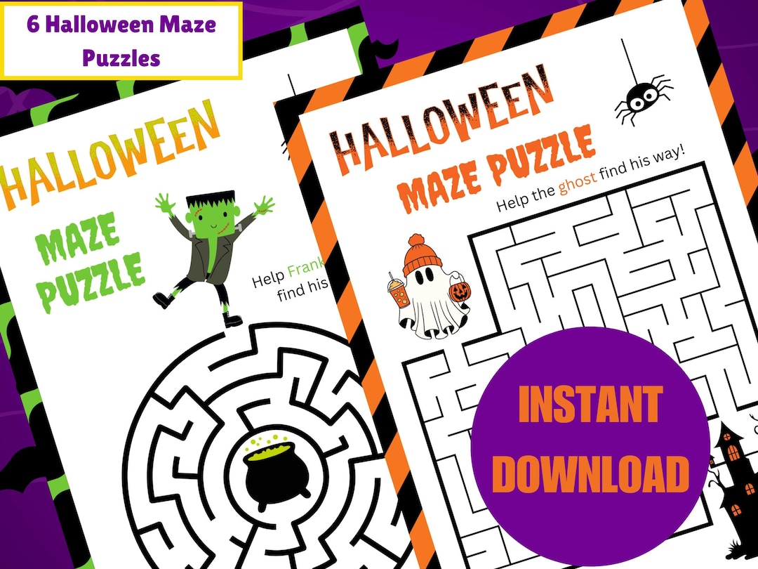 Halloween Maze Puzzle Halloween Printable Halloween Game Halloween ...