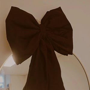 Fall big linen coffee brown topper bow for decoration high quality topper bow for wall or mirror
