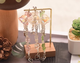 Jellyfish Beaded Keychain Charm, Ocean-Inspired Bag Charm, Handmade Accessory, Y2K Aesthetic Gift For Her, Beach Phone Charm