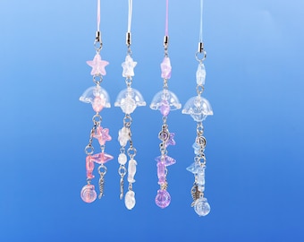 Sea Jellyfish Beaded Keychain, Ocean-Inspired Bag Charm, Handmade Accessory, Y2K Aesthetic Gift For Her, Beach Phone Charm