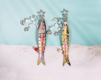 Type3.Fish Lure Schlüsselanhänger mit Charme, Fischköder Schlüsselanhänger, Angeln Schlüsselanhänger, Geschenk für Vater
