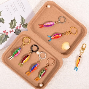 Handmade Seed Beaded Fish Keychain, Fish Bag Charm Art, Colorful Bead Bag Charm, Ocean Gift for Her