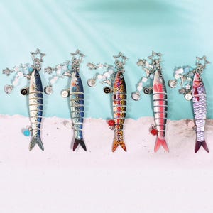 Benutzerdefinierte Fisch Schlüsselbund, erste Schlüsselbund, Fisch Anhänger, Perlenschmuck, Fisch Taschenanhänger, Geschenk für Fischer, niedlicher Schlüsselbund, Glücksschlüsselbund