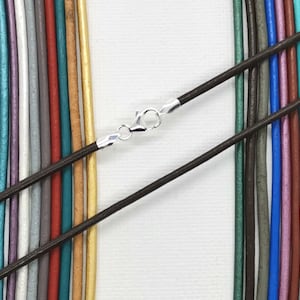 2mm Genuine Real Leather Cord Necklace For Pendant ~ Sterling Silver Ends And Lobster Claw Clasp Choose Your Colour & Length ~ Made To Order