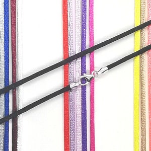 2mm Soft Fabric Silk Style Cord Necklace For Pendant Sterling Silver Ends And Lobster Claw Clasp Choose Your Colour & Length ~ Made To Order