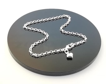 Sterling Silver Heart Charm Bracelet or Anklet - Handmade