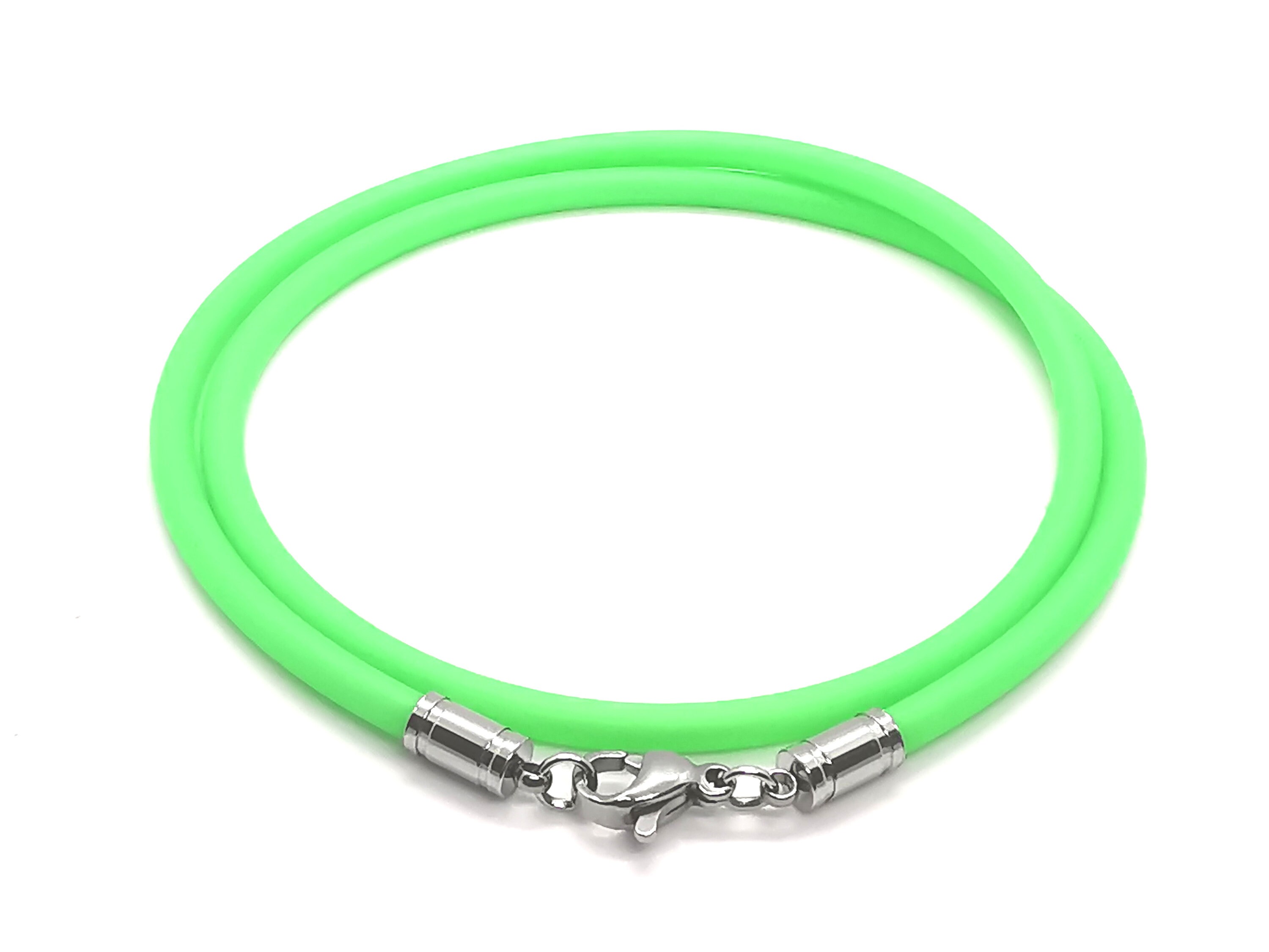 3mm Bright Green Silicone Rubber Necklace Or Double Wrap Etsy