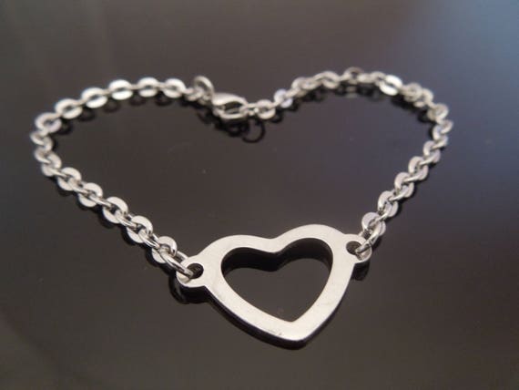 3mm Sterling Silver Bracelet Or Ankle Chain Anklet Heart Charm 7" 8" 9" 10" 11" 3mm Sterling Silver Bracelet Or Ankle Chain Anklet Heart Charm 7" 8" 9" 10" 11"