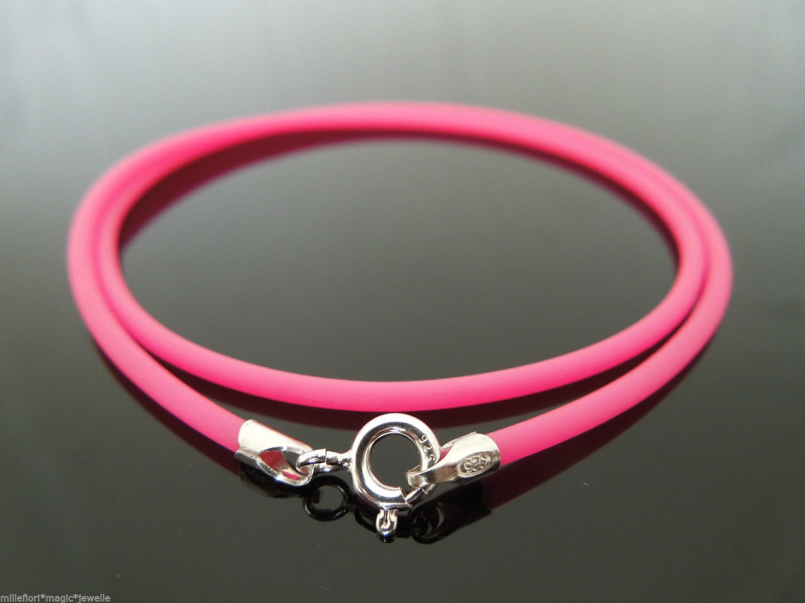 2mm Bright Pink Silicone Rubber Necklace Or Double Wrap Etsy