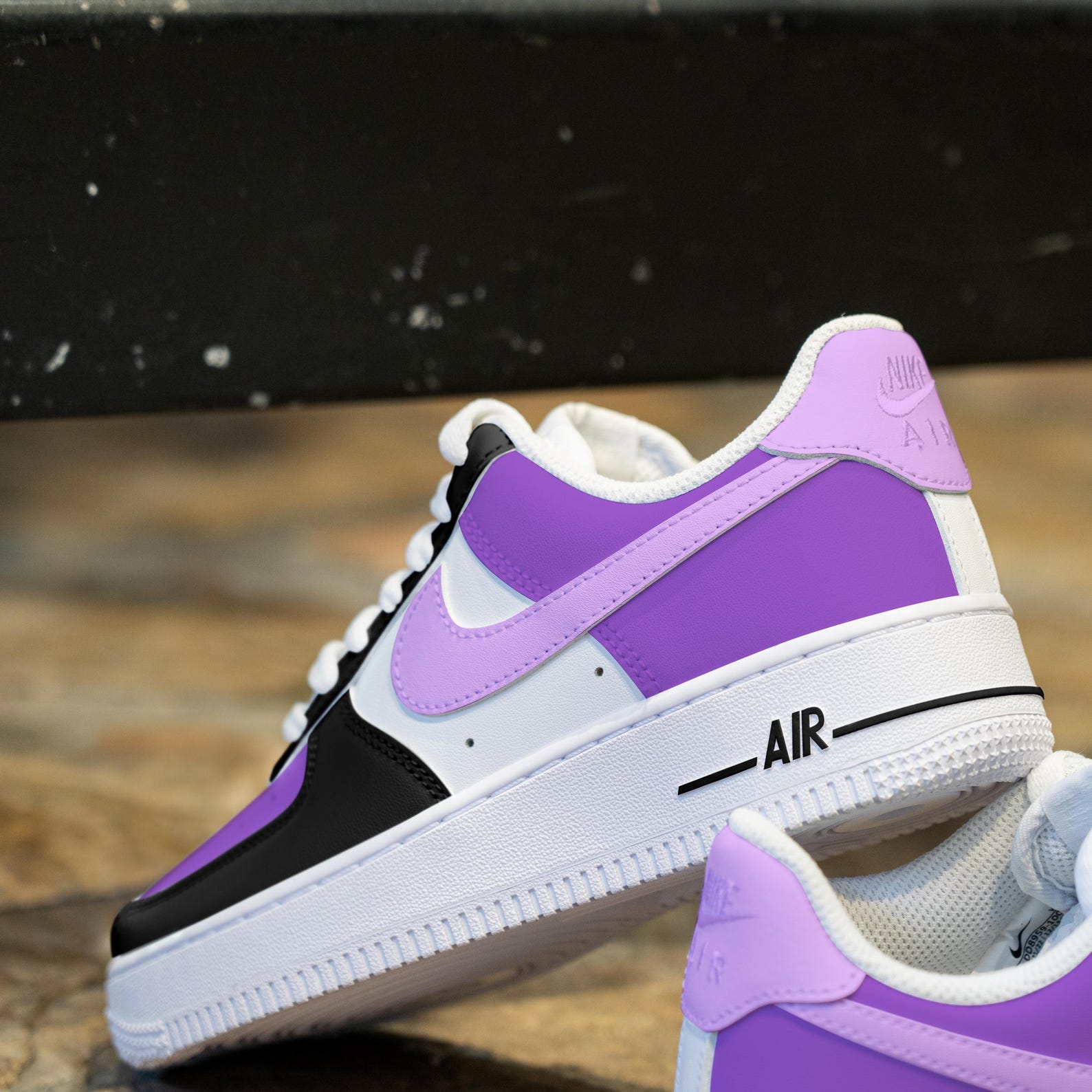 Custom Purple Black Air Force 1 Hand Painted Purple Shoes Black and ...