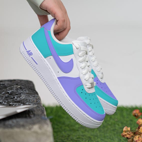 Custom Purple Green Air Force 1 Hand Painted Purple Shoes Green and Purple AF1 Sneakers Custom Hand Painted Coloured Shoes Holiday Gifts Etsy