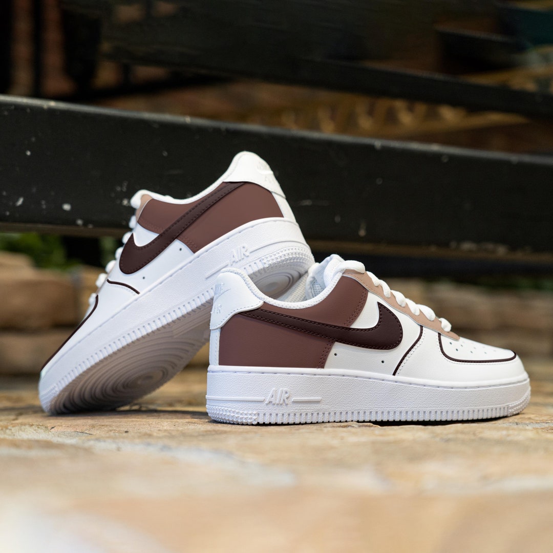 Custom Brown Air Force 1 Hand Painted Brown Line Shoes Chocolate Colour ...