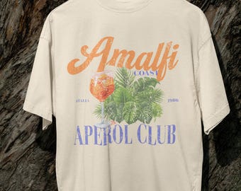Amalfi Shirt Aperol Spritz Shirt Italia T-shirt Italy Womens Graphic Tee Cocktail Shirts Vintage T-shirts Oversized Womens Shirt travel