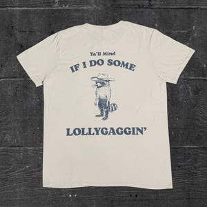 Yall Mind if I do some Lollygaggin shirt, Funny Raccoon t shirt for women, retro 90s tee, silly graphic tee for men, vintage washed tshirt