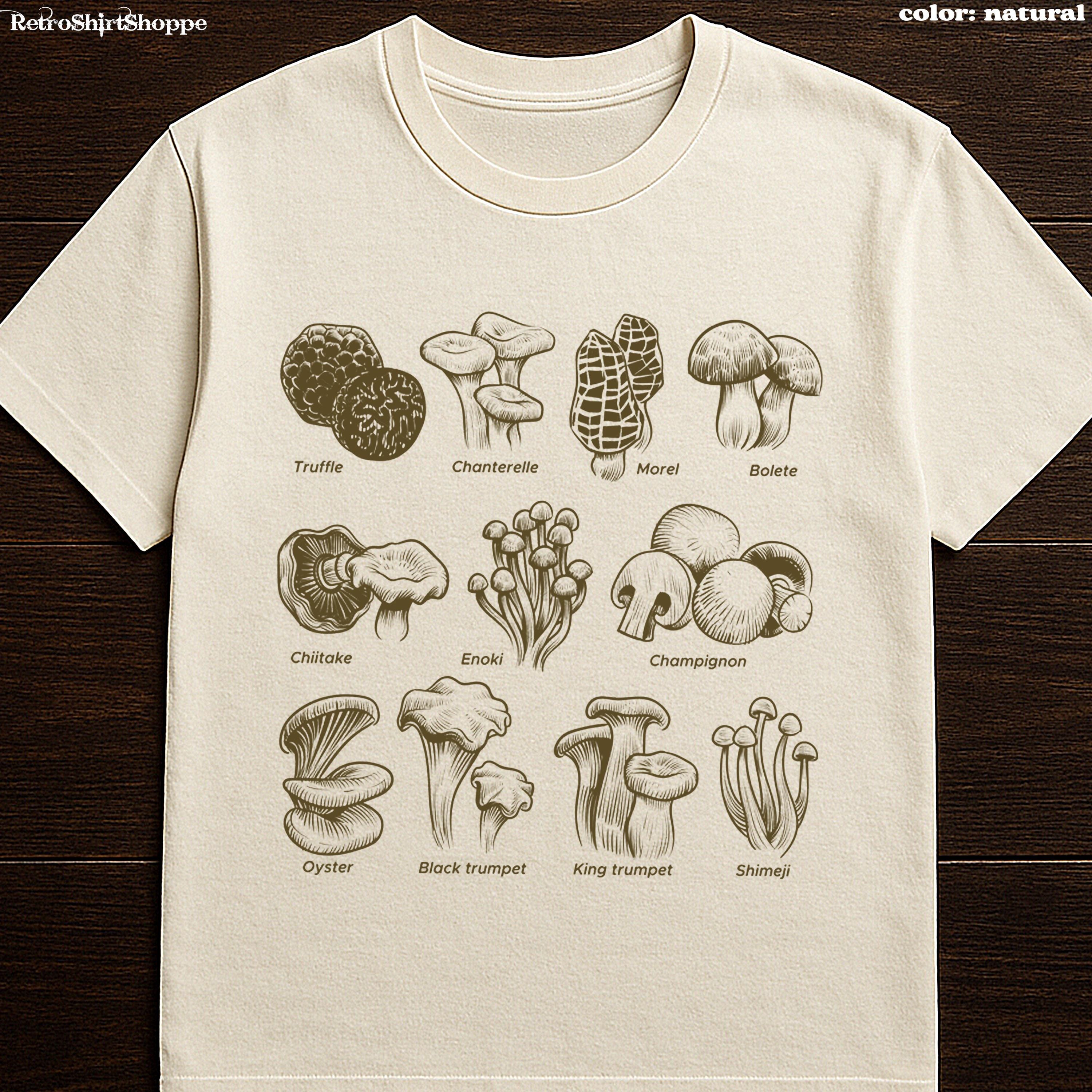 Vintage Mushroom shirt, Nature Lover t-shirt, Mushroom Collector, Gardener tshirt, Aesthetic Cottage Core Shirt Gift for Mushroom Lover