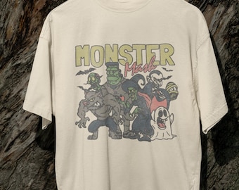 Vintage Monster Mash Shirt, Retro Halloween Shirts, Aesthetic Haloween t-shirt, cute ghost tee, Frankenstein shirt, halloween monsters tee