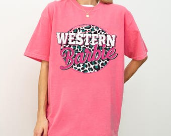 Westers Barbie-shirt roze western-t-shirt cowgirl-shirts oversized grafisch T-shirt country concert-shirt voor vrouwen zuidelijke T-shirts schattige T-shirts