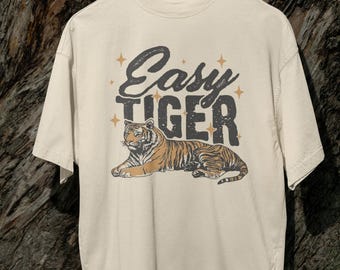 Easy Tiger Shirt Vintage Style Tiger t-shirt, vintage western tshirt, retro graphic tee, cool animal shirt womens graphic t-shirt distressed