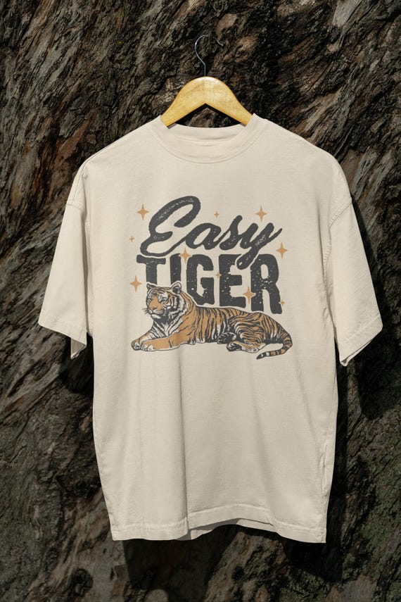 Easy Tiger Shirt Vintage Style Tiger t-shirt, vintage western tshirt, retro graphic tee, cool animal shirt womens graphic t-shirt distressed