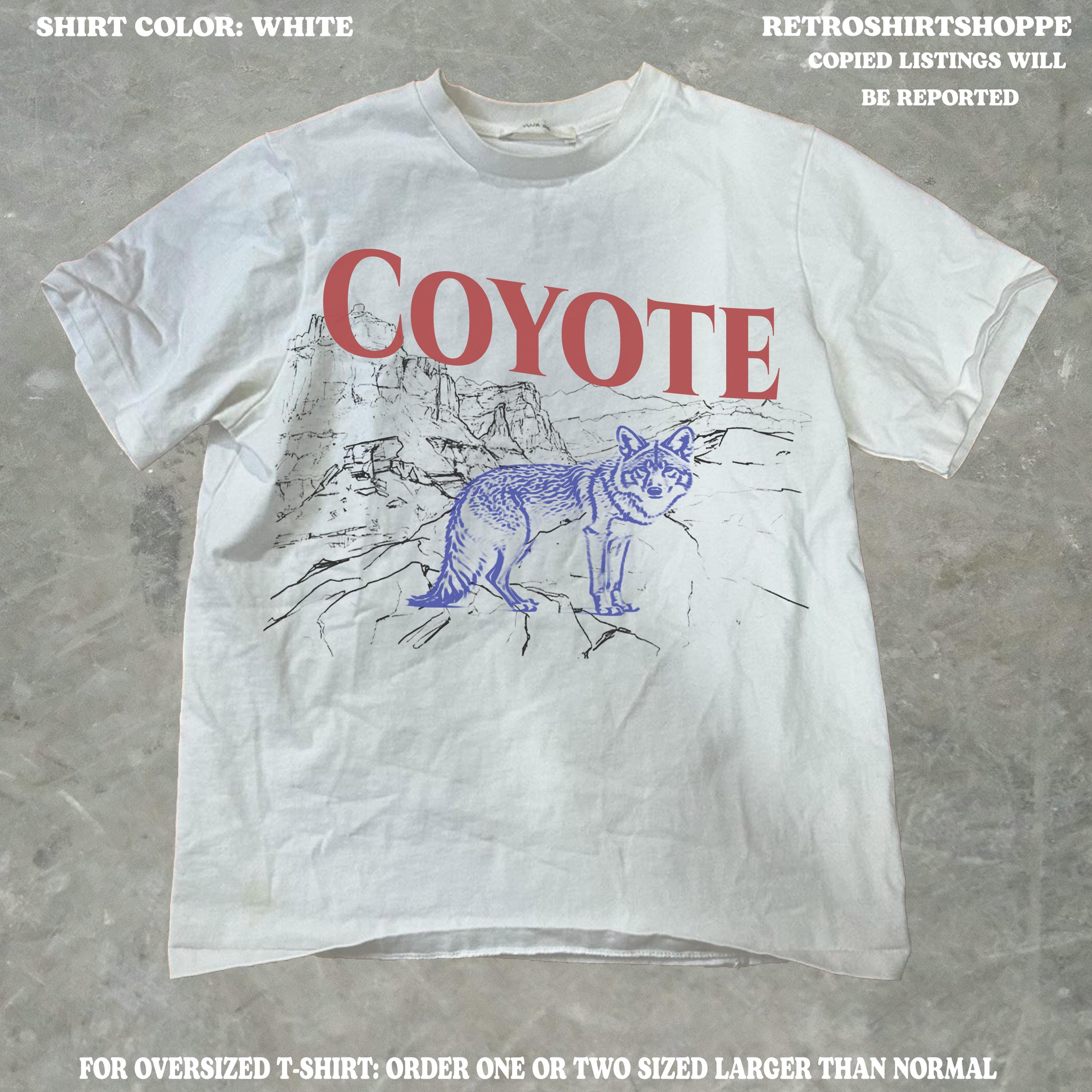 T-shirt Vintage 'Coyote Chasseur' – Coupe Classique, Motif Rétro, Parfait Pour Les Fans De Style Western