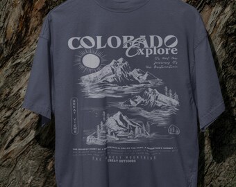 Vintage Style Colorado T-Shirt Rocky Mountains National Park Tee Colorado Graphic Tee Vintage Cool Nature Shirts for Womens Colorado tshirt