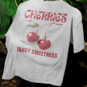 Vintage Style Cherries Shirt, Womens Graphic Tee, Vintage Shirt, Fruit t-shirt, Cherry Shirt, Guavas Shirt, Retro Tee, Cute Shirt Vintage image 3