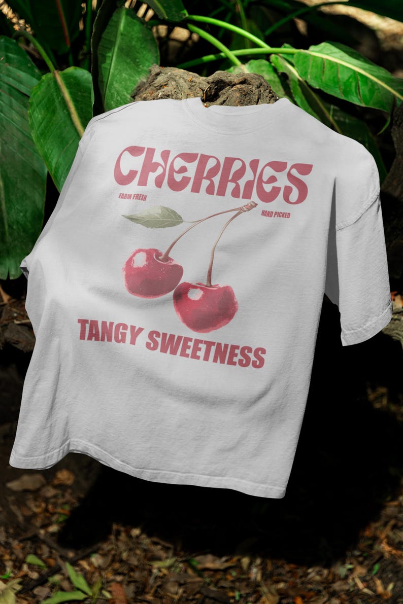 Vintage Style Cherries Shirt, Womens Graphic Tee, Vintage Shirt, Fruit t-shirt, Cherry Shirt, Guavas Shirt, Retro Tee, Cute Shirt Vintage image 3