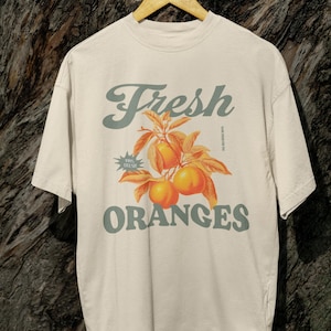Fresh Oranges Shirt, Womens Graphic Tee, Vintage shirt fruit graphic tee summer vibes, vintage style graphic t-shirt, aesthetic shirts women