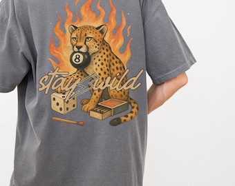 Comfort Colors T-Shirt Stay Wild Shirt Oversized Graphic Tee Womens Vintage Style Tshirt Aesthetic Tee Trendy Edgy Shirt Boho Retro Shirts