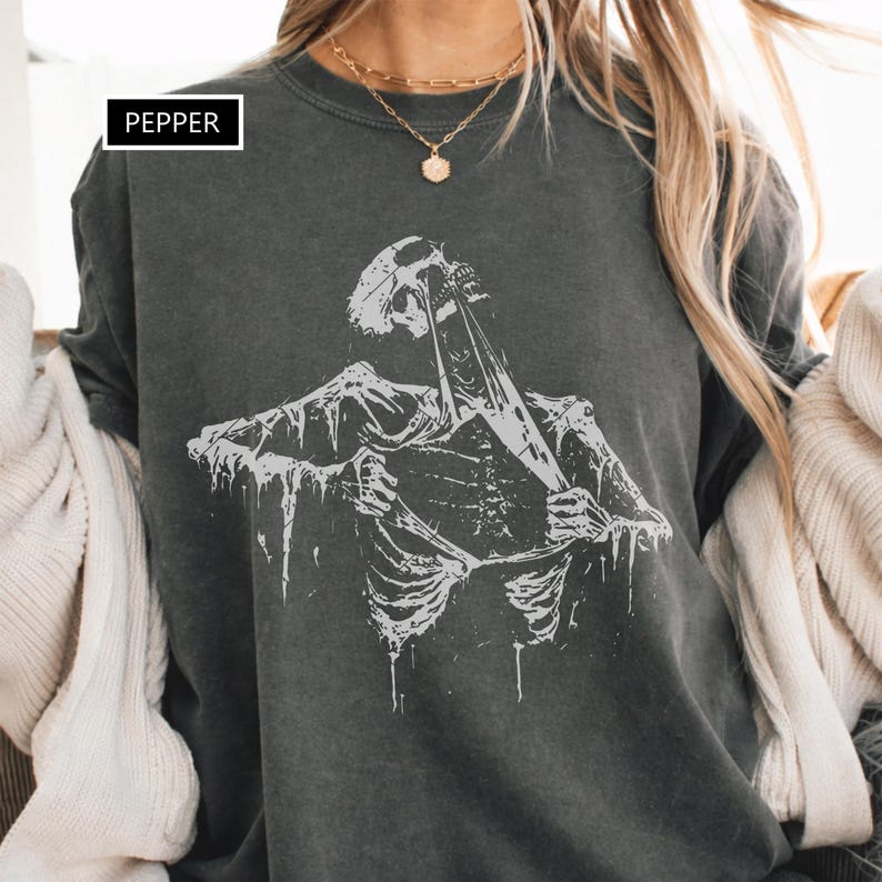 Retro Skeleton Graphic T-shirt, Vintage Washed Shirt, Vintage Skeleton ...