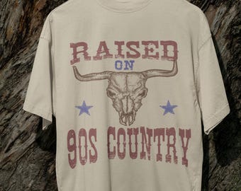 Raised on 90s Country Shirt Oversized Country Country Concert Tshirt for women, cute country music shirts vintage 90s country tee distressed