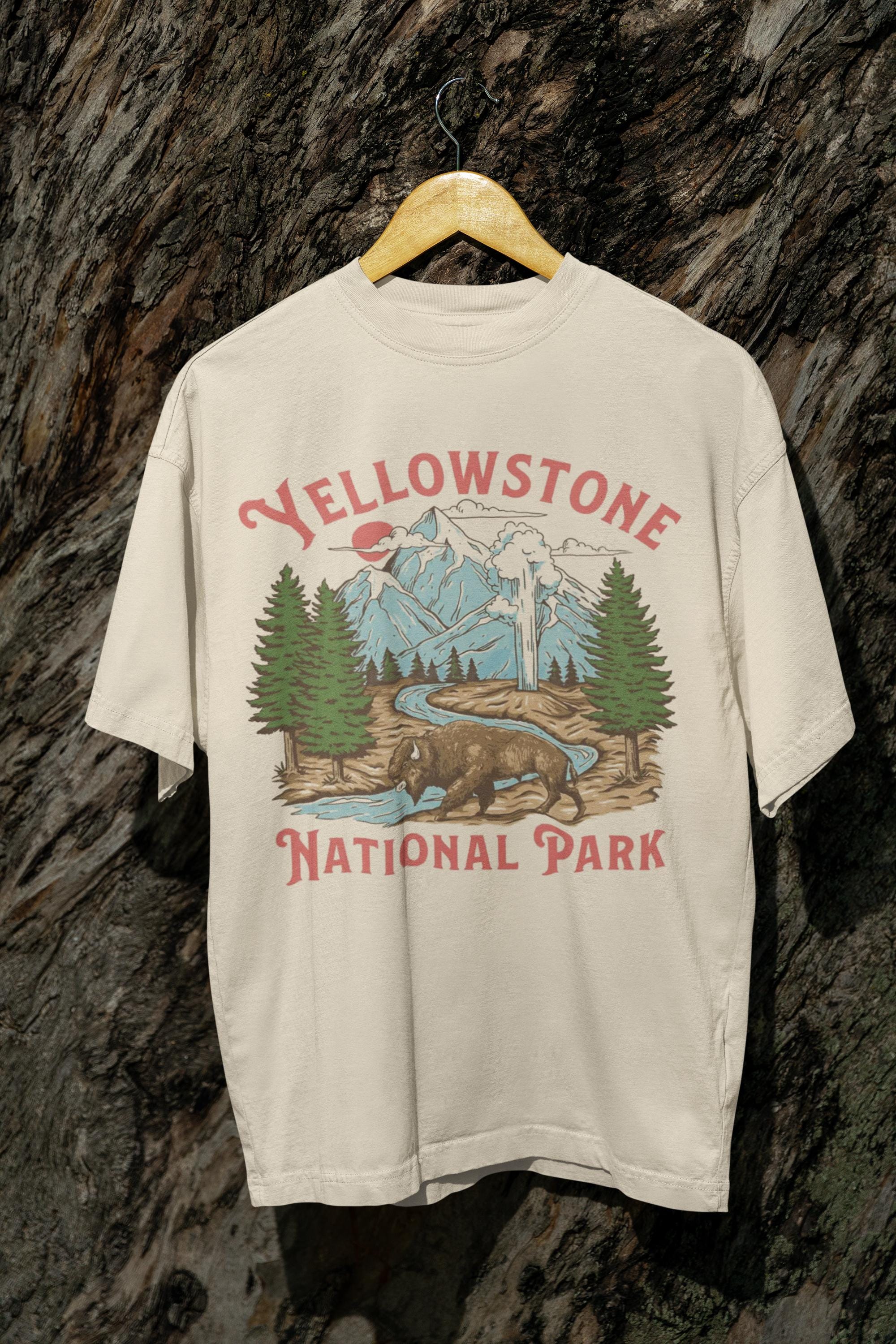 Retro Yellowstone T-Shirt, Vintage Style Yellow Stone National Park Shirt, Aesthetic National parks tee, cool nature graphic tee, hiking tee
