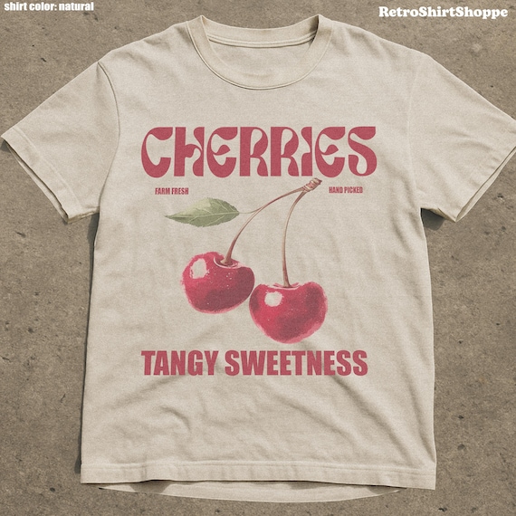 Vintage Style Cherries Shirt, Womens Graphic Tee, Vintage Shirt, Fruit t-shirt, Cherry Shirt, Guavas Shirt, Retro Tee, Cute Shirt Vintage