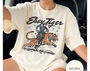 Easy Tiger Shirt, Retro Cowboy Design Shirt, Western Graphic tee, retro t-shirt, cool shirts for men, women's graphic shirt, vintage tees