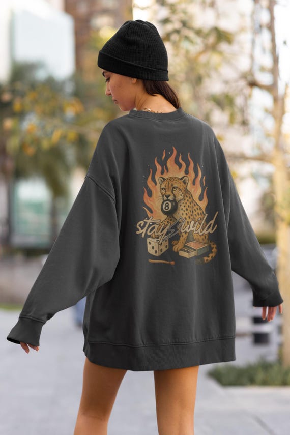 Stay Wild Sweatshirt - Traditional Tattoo Graphic Crewneck Womens Grunge Style Sweat Shirts Yallternative Aesthetic Streetwear Gift