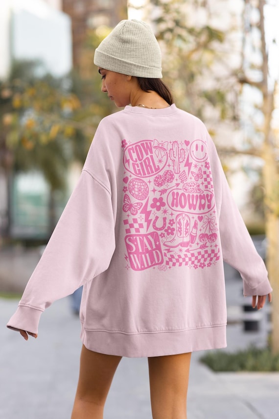 Cute Western Sweatshirt Cowgirl, Cute Pink Sweatshirt, Aesthetic Sweatshirt, Womens Sweatshirt Country, Graphic Sweatshirt women's Crewneck
