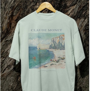 Chemise Claude Monet, T-shirt imprimé d&#39;art Monet, t-shirt graphique d&#39;art vintage pour femmes, t-shirt graphique aquarelle t-shirt d&#39;été artsy couleurs confort