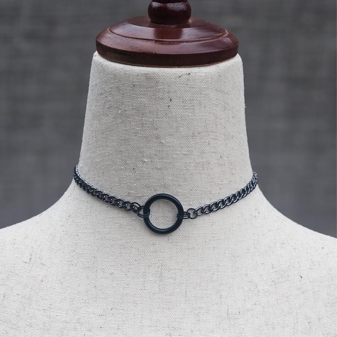 Day Collar Discreet Sub O-ring Chain Necklace Goth Choker