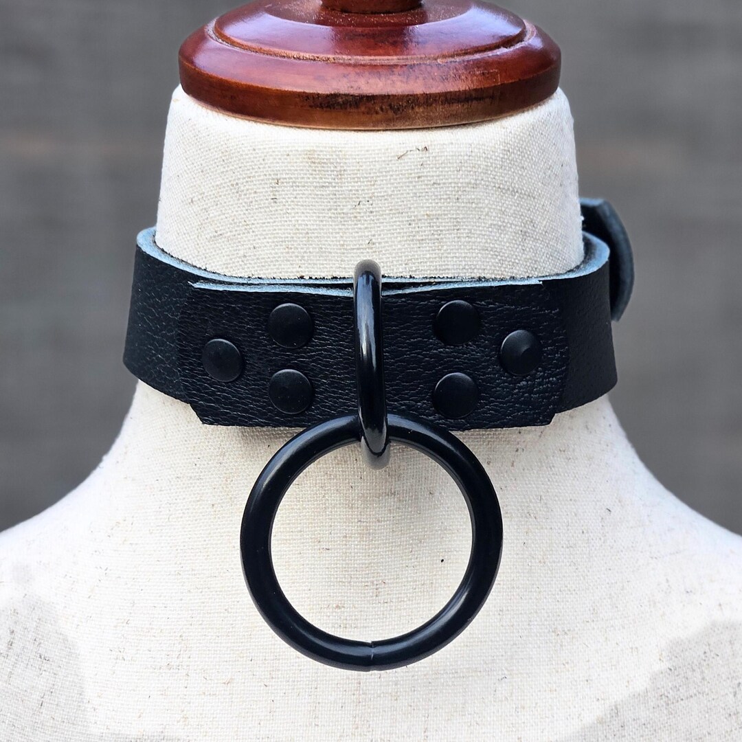 Soft Leather Collar Sub O-ring Choker Black Necklace Gift Leather ...