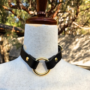 Leather collar sub jewelry choker o-ring necklace gift choker black leather handmade sub discreet day collar sub play