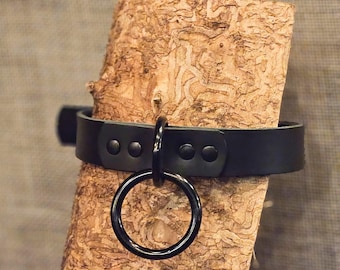 Leather Collar Ring Sub Jewelry Choker O-ring Necklace Gift Choker Leather Handmade Sub Restraint Collar Goth Punk