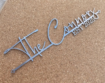 Personalized Stainless Steel Family Name Sign, Custom Laser Cut Established Year Plaque